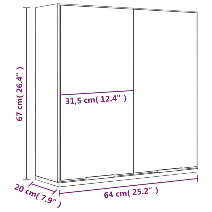 Badkamerkast Met Spiegel 64X20X67 Cm Kleurig