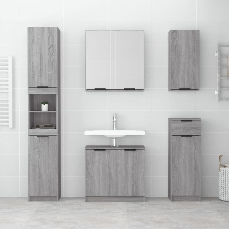 Badkamerkast Met Spiegel 64X20X67 Cm Eikenkleurig Grijs sonoma