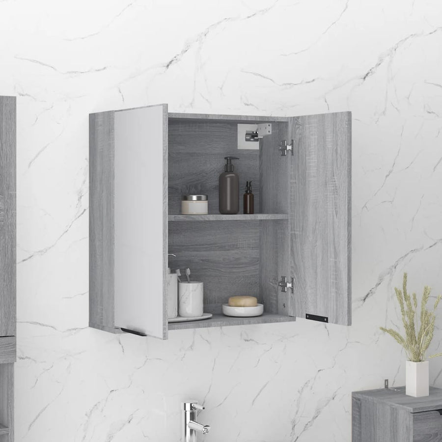 Badkamerkast Met Spiegel 64X20X67 Cm Eikenkleurig Grijs sonoma