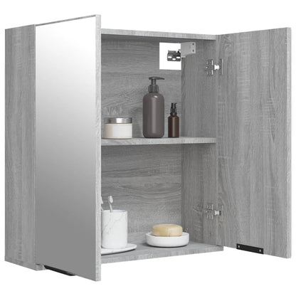 Badkamerkast Met Spiegel 64X20X67 Cm Eikenkleurig Grijs sonoma