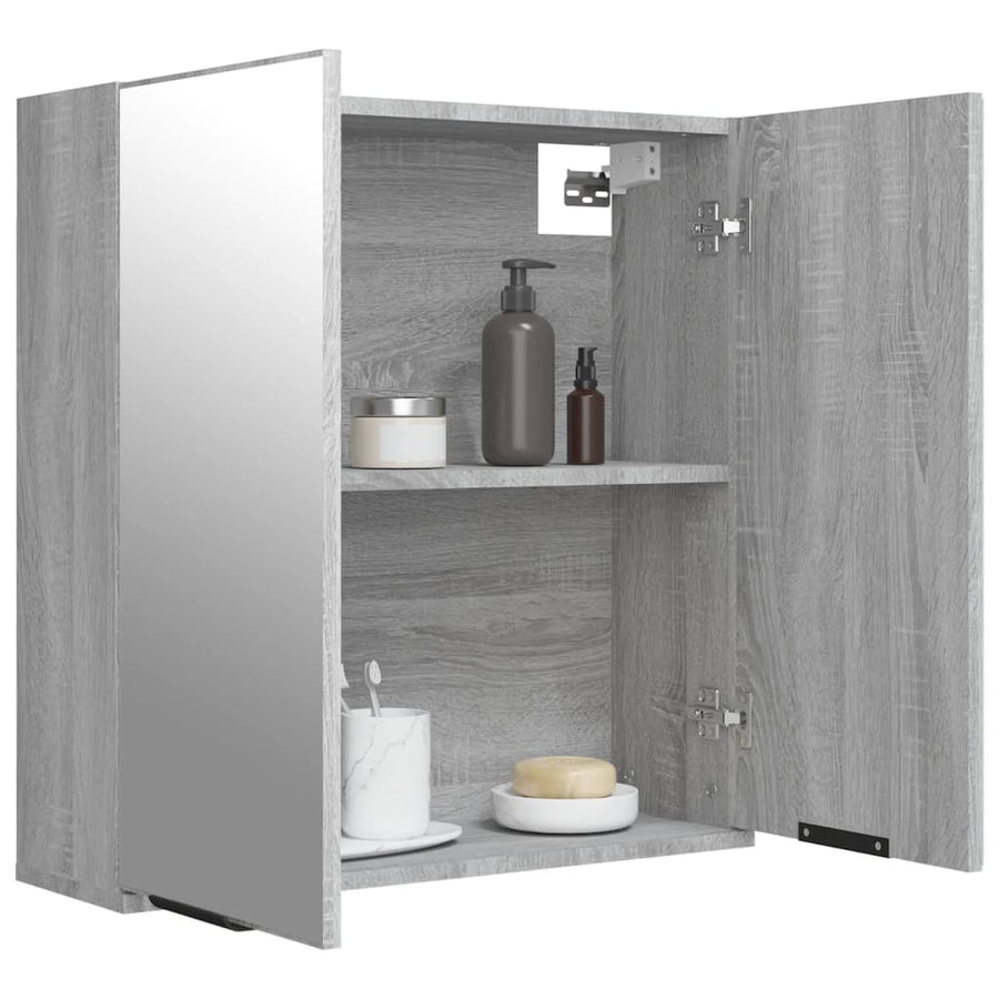 Badkamerkast Met Spiegel 64X20X67 Cm Eikenkleurig Grijs sonoma