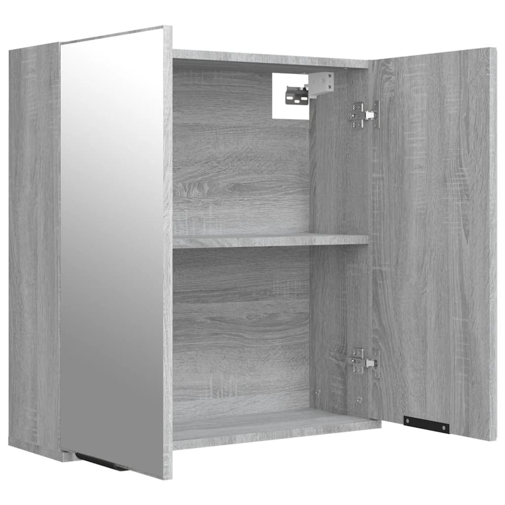 Badkamerkast Met Spiegel 64X20X67 Cm Eikenkleurig Grijs sonoma