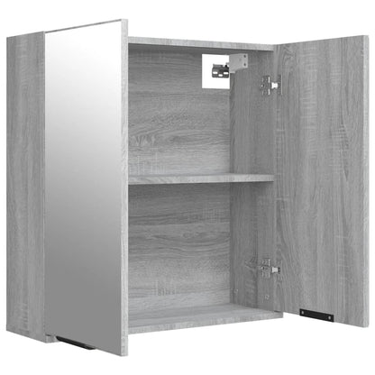 Badkamerkast Met Spiegel 64X20X67 Cm Eikenkleurig Grijs sonoma