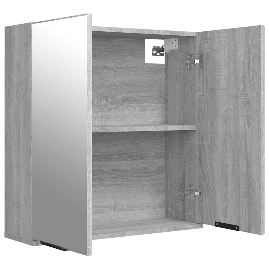 Badkamerkast Met Spiegel 64X20X67 Cm Eikenkleurig Grijs sonoma