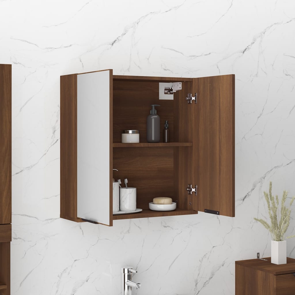 Badkamerkast Met Spiegel 64X20X67 Cm Kleurig Bruineiken