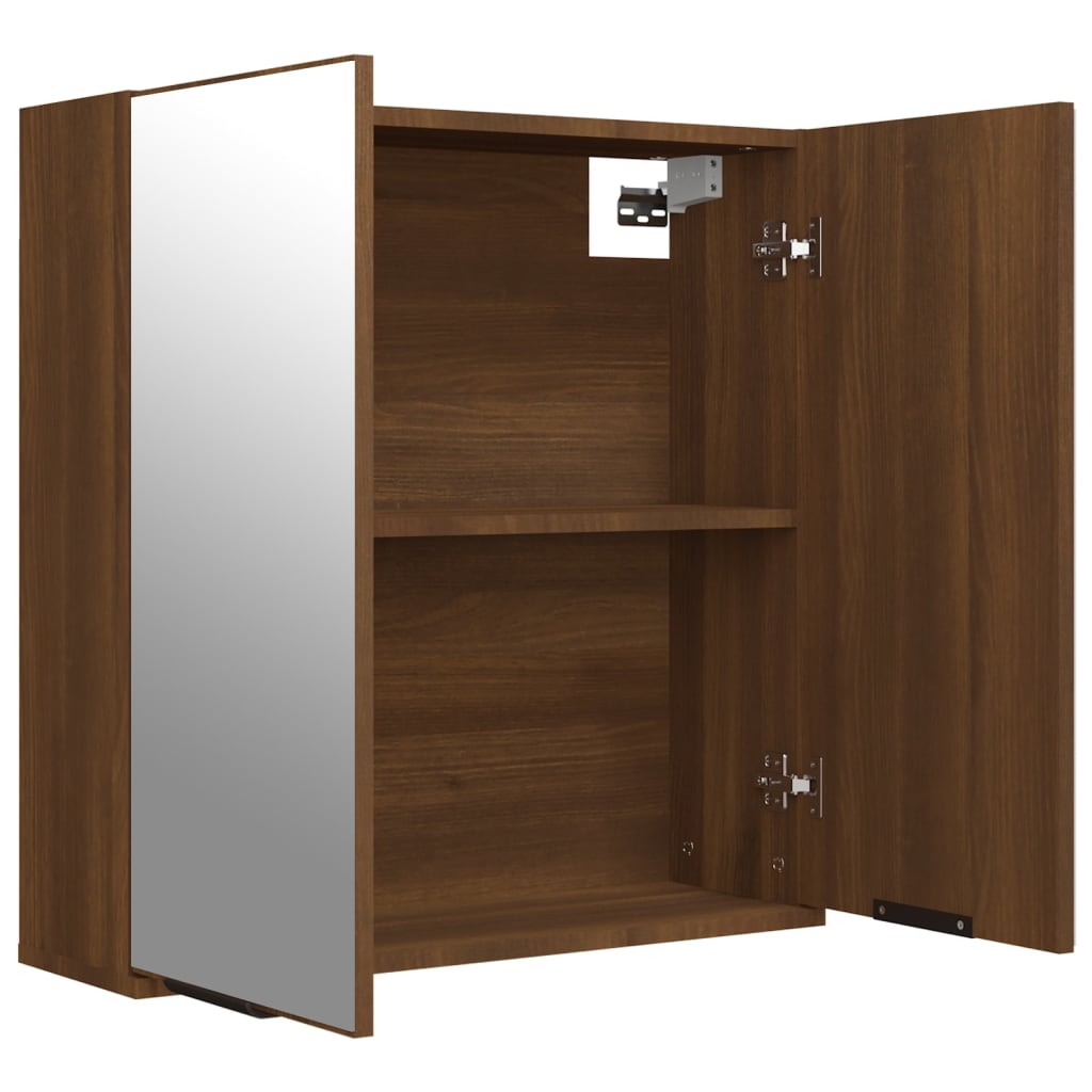 Badkamerkast Met Spiegel 64X20X67 Cm Kleurig Bruineiken