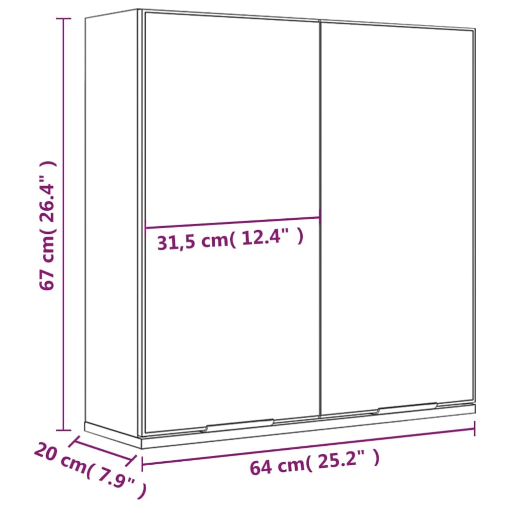 Badkamerkast Met Spiegel 64X20X67 Cm Kleurig Bruineiken