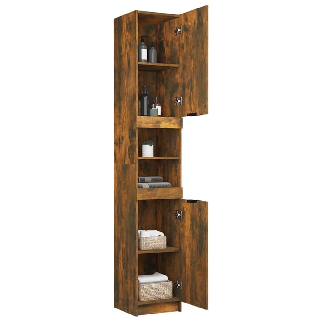 Badkamerkast 32X34X188,5 Cm Bewerkt Hout Gerookt Eikenkleurig