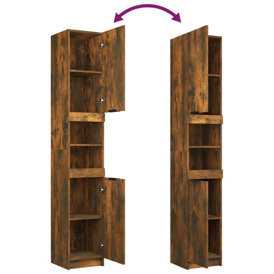Badkamerkast 32X34X188,5 Cm Bewerkt Hout Gerookt Eikenkleurig