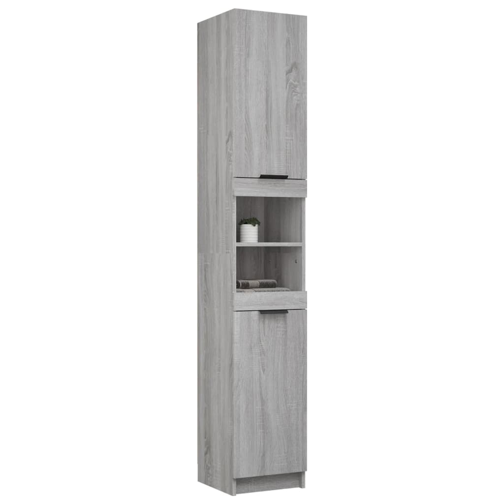 Badkamerkast 32X34X188,5 Cm Bewerkt Hout Grijs Sonoma Eiken