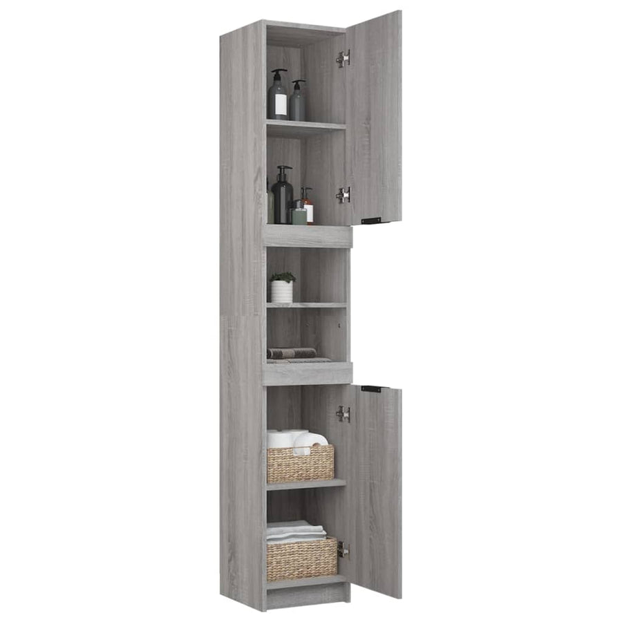 Badkamerkast 32X34X188,5 Cm Bewerkt Hout Grijs Sonoma Eiken