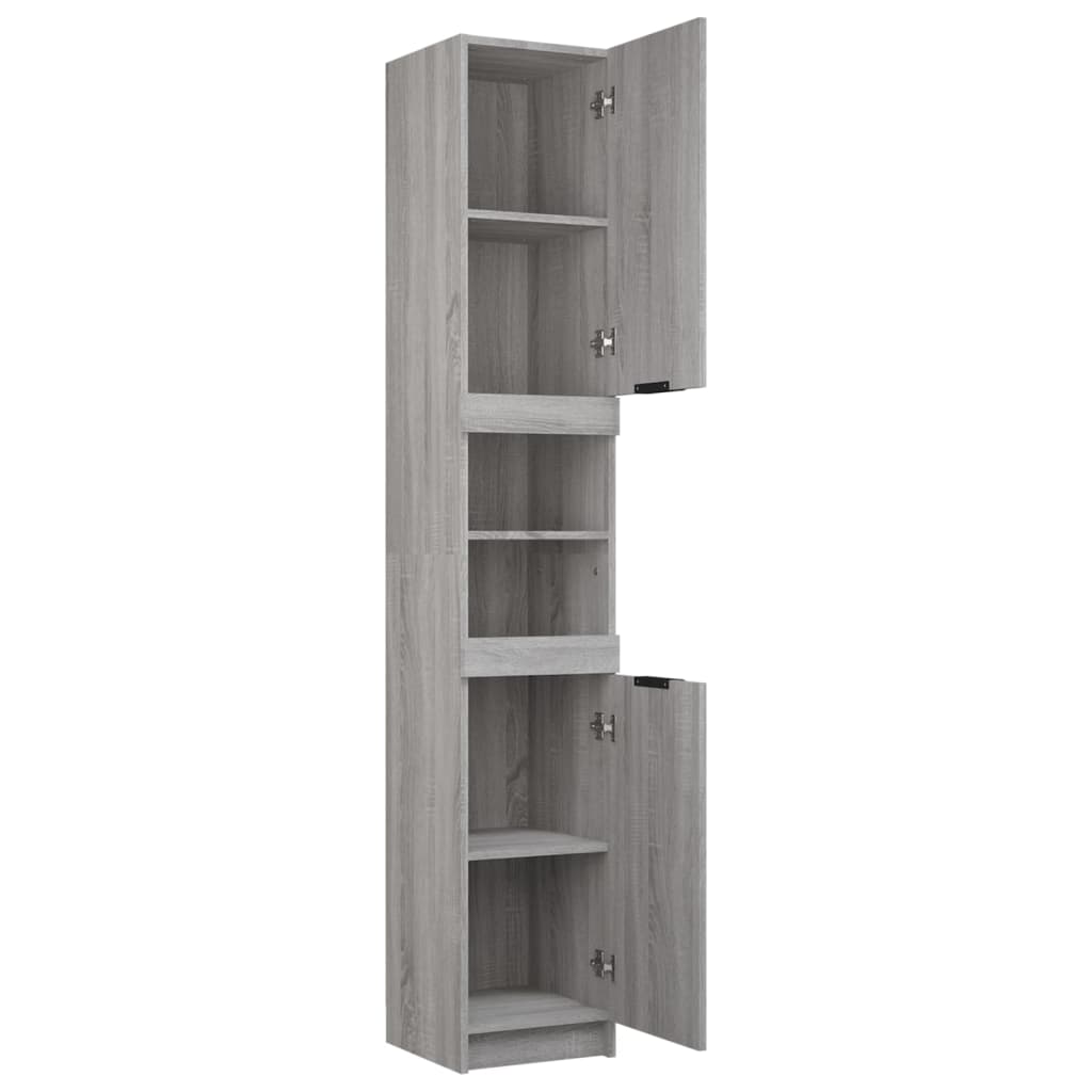 Badkamerkast 32X34X188,5 Cm Bewerkt Hout Grijs Sonoma Eiken