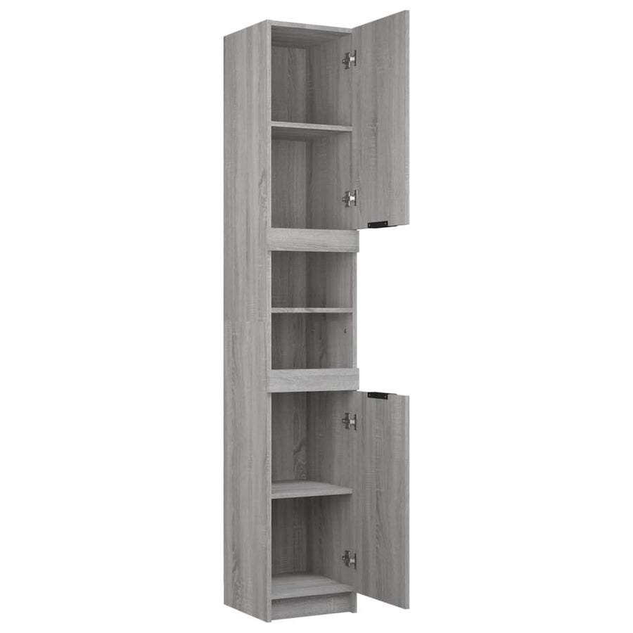 Badkamerkast 32X34X188,5 Cm Bewerkt Hout Grijs Sonoma Eiken
