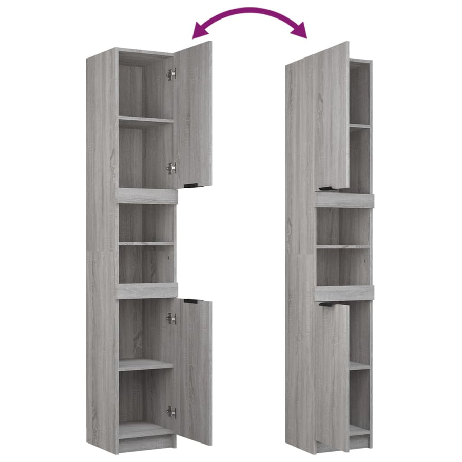 Badkamerkast 32X34X188,5 Cm Bewerkt Hout Grijs Sonoma Eiken