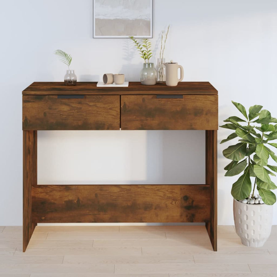 Wandtafel 90X36X75 Cm Bewerkt Hout Gerookt Eikenkleurig