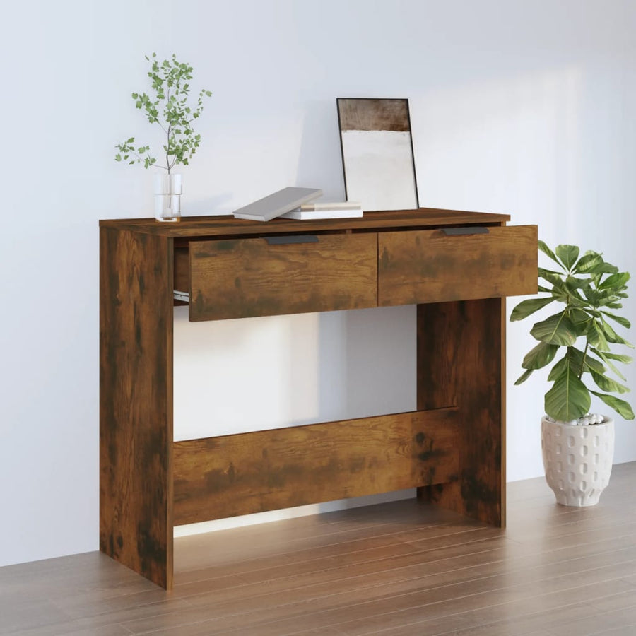 Wandtafel 90X36X75 Cm Bewerkt Hout Gerookt Eikenkleurig