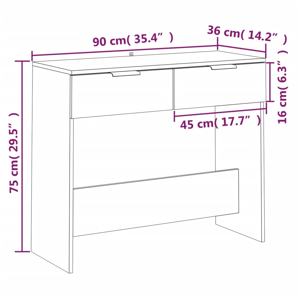 Wandtafel 90X36X75 Cm Bewerkt Hout Grijs Sonoma Eikenkleurig