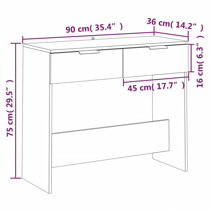 Wandtafel 90X36X75 Cm Bewerkt Hout Grijs Sonoma Eikenkleurig
