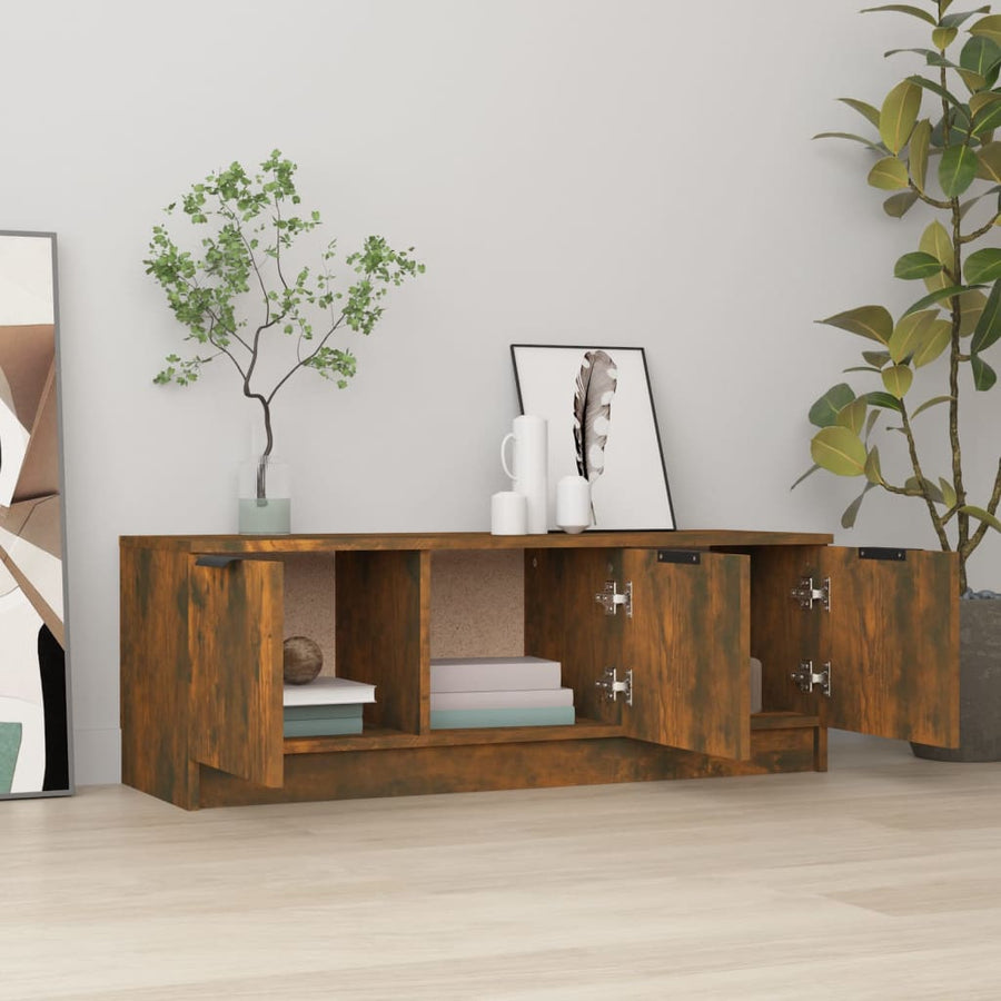 Tv-Meubel 02X35X36,5 Cm Bewerkt Hout Kleurig Gerookt eiken