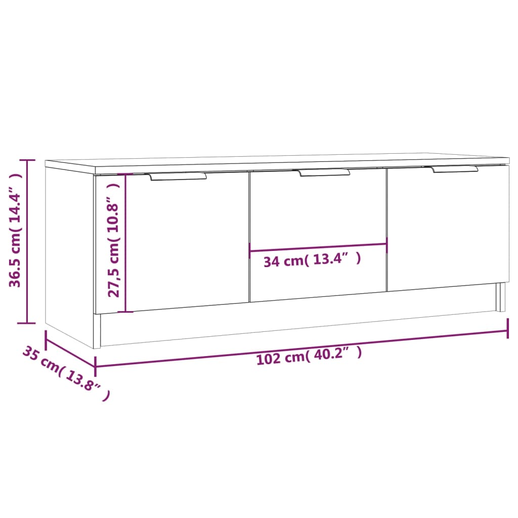 Tv-Meubel 02X35X36,5 Cm Bewerkt Hout Kleurig Gerookt eiken