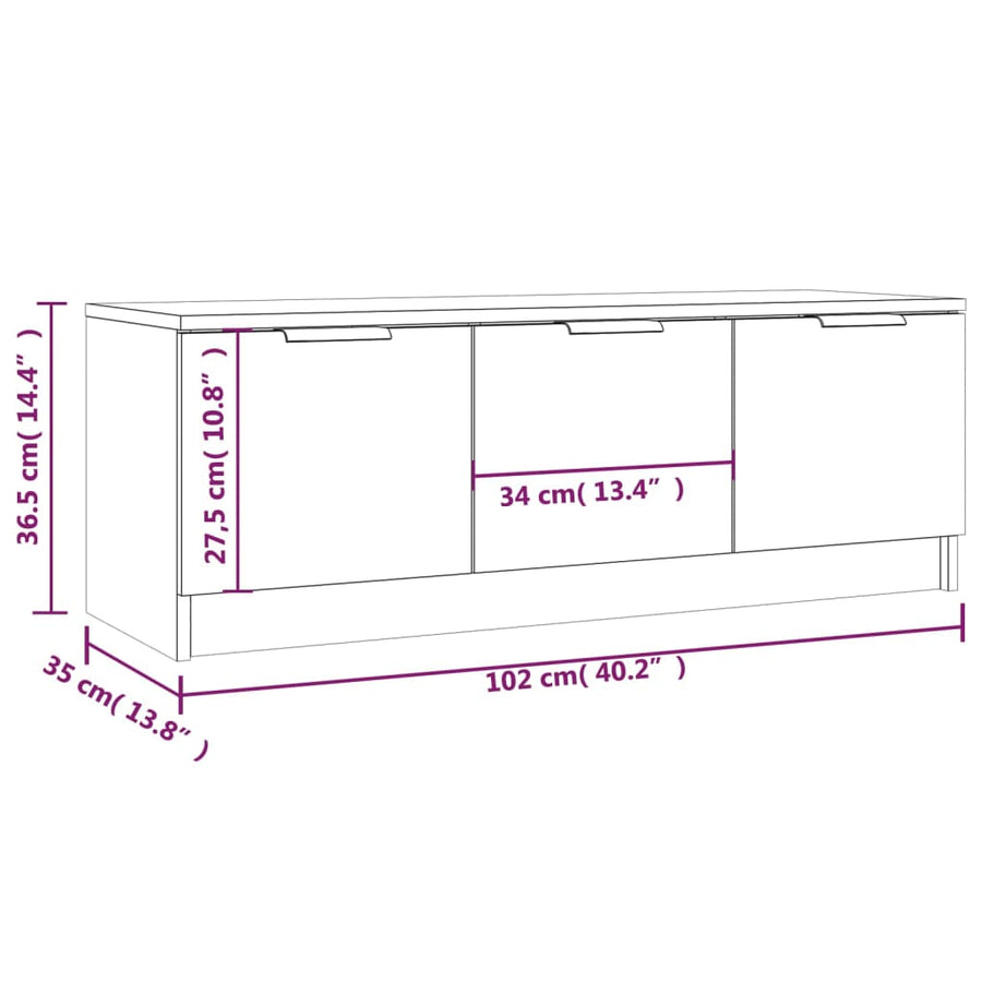 Tv-Meubel 02X35X36,5 Cm Bewerkt Hout Eikenkleurig Grijs sonoma