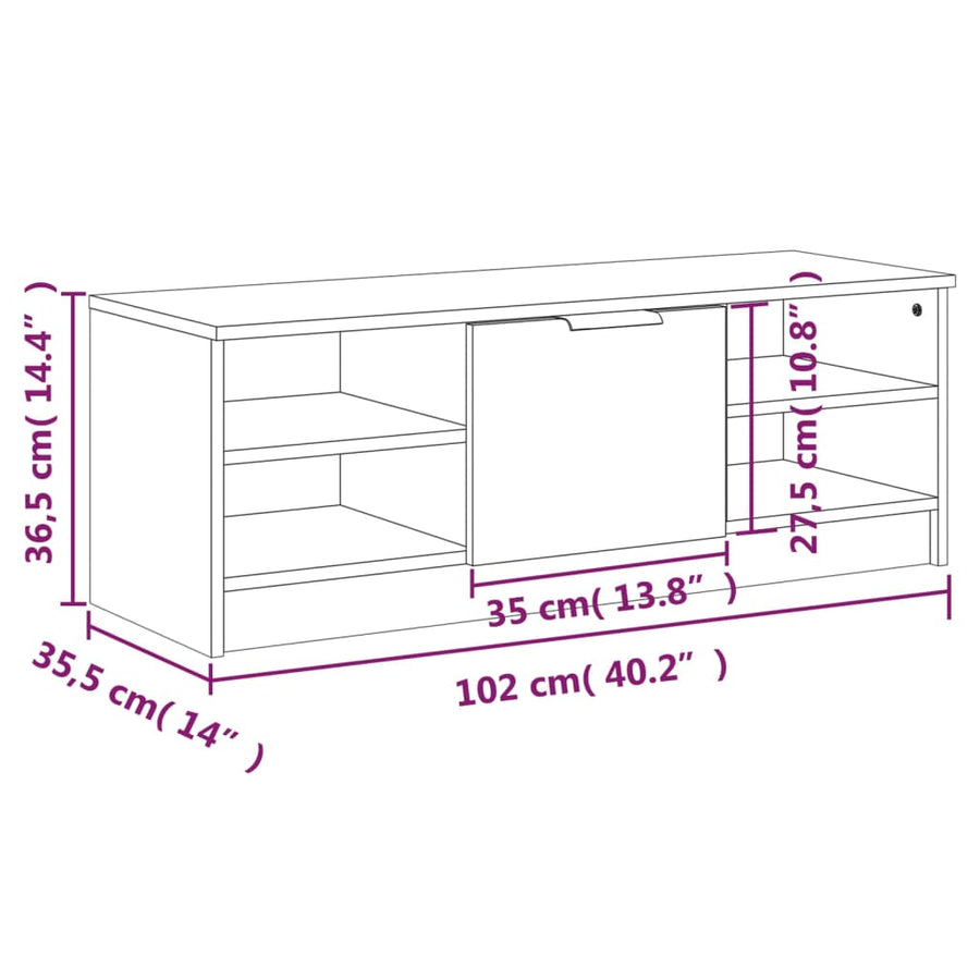 Tv-Meubel 02X35,5X36,5 Cm Bewerkt Hout Eikenkleur Grijs sonoma