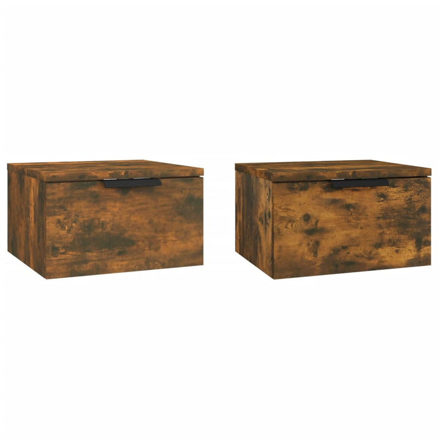 Nachtkastjes 2 st wandgemonteerd 34x30x20 cm gerookt eikenkleur 2 Gerookt eiken
