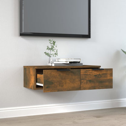 Wandkast 68X30X20 Cm Bewerkt Hout Kleurig Gerookt eiken