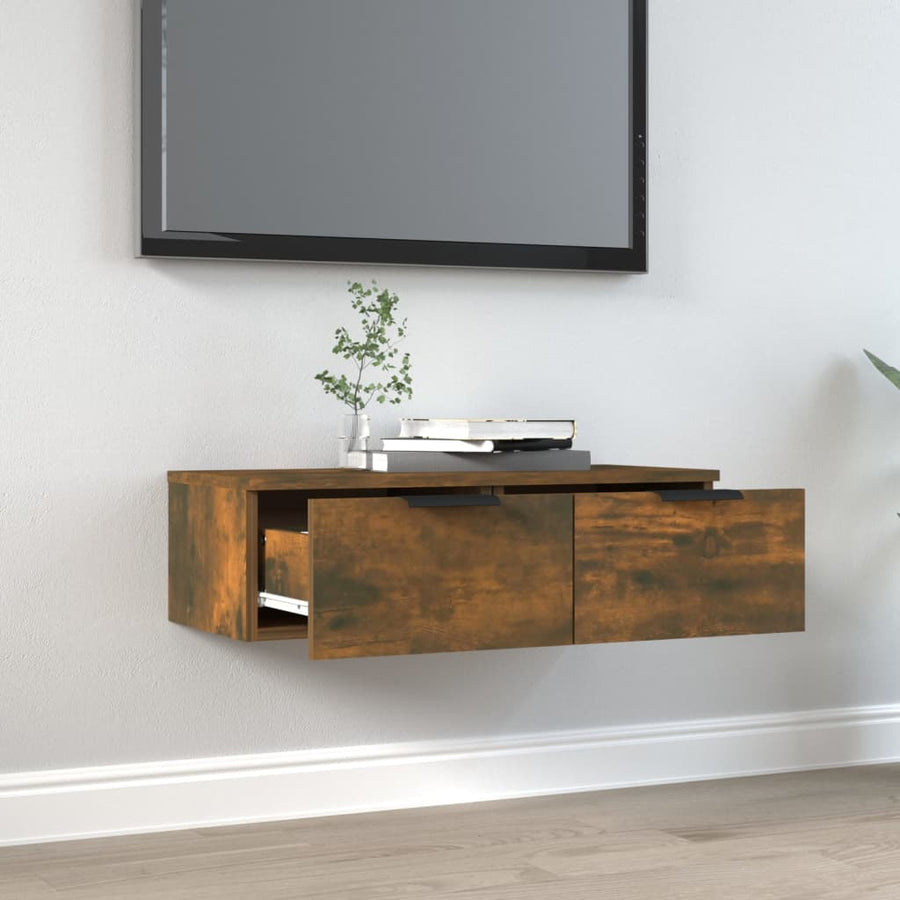 Wandkast 68X30X20 Cm Bewerkt Hout Kleurig Gerookt eiken