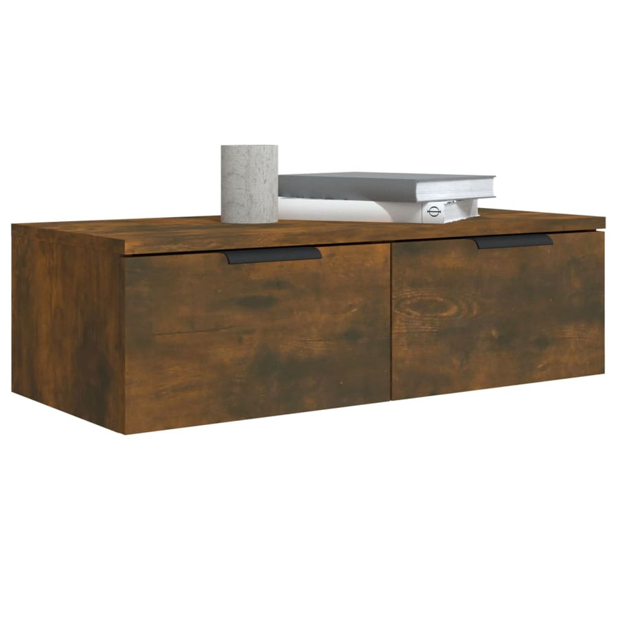 Wandkast 68X30X20 Cm Bewerkt Hout Kleurig Gerookt eiken