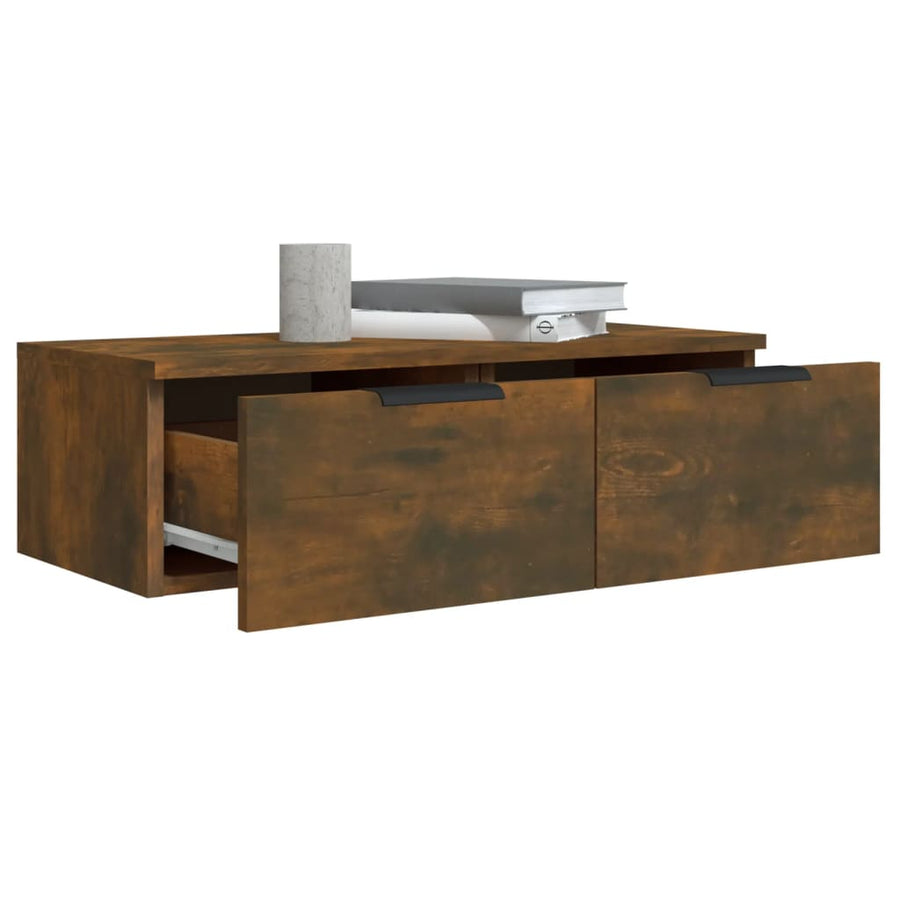 Wandkast 68X30X20 Cm Bewerkt Hout Kleurig Gerookt eiken