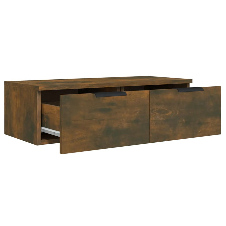 Wandkast 68X30X20 Cm Bewerkt Hout Kleurig Gerookt eiken