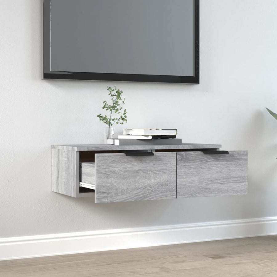 Wandkast 68X30X20 Cm Bewerkt Hout Grijs Sonoma Eikenkleurig