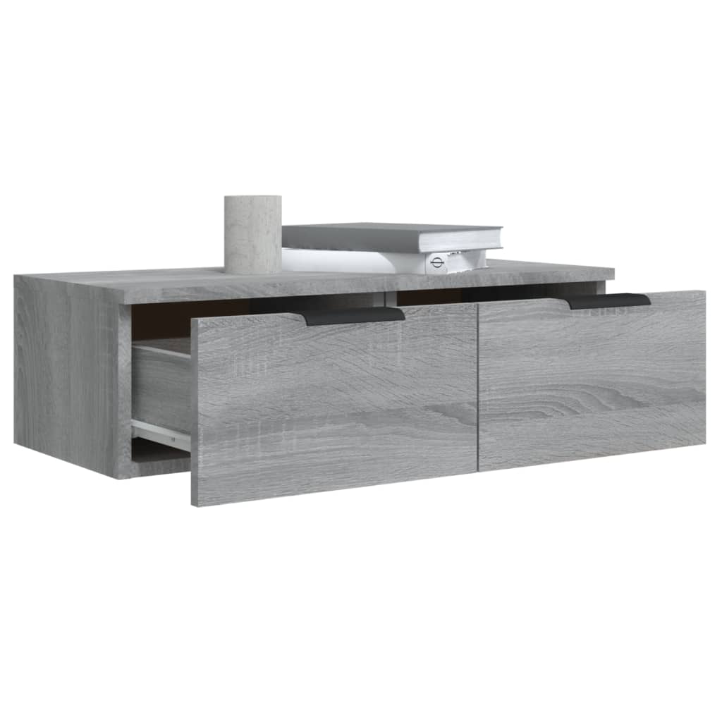 Wandkast 68X30X20 Cm Bewerkt Hout Grijs Sonoma Eikenkleurig