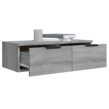 Wandkast 68X30X20 Cm Bewerkt Hout Grijs Sonoma Eikenkleurig