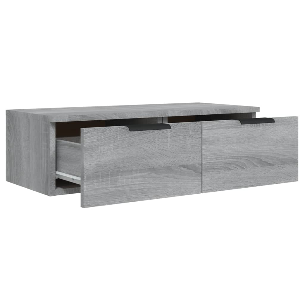 Wandkast 68X30X20 Cm Bewerkt Hout Grijs Sonoma Eikenkleurig