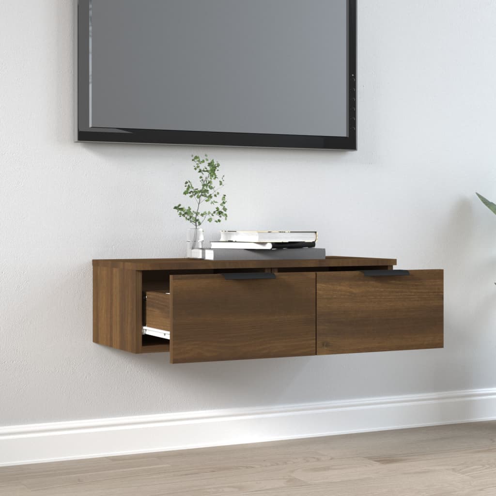Wandkast 68X30X20 Cm Bewerkt Hout Bruineikenkleurig