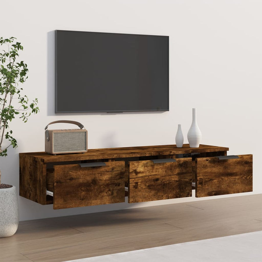 Wandkast 102X30X20 Cm Bewerkt Hout Gerookt Eikenkleurig