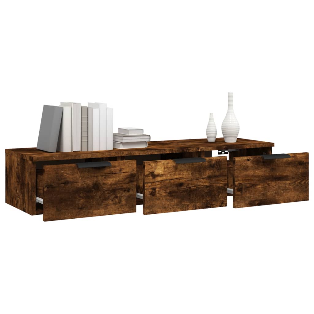 Wandkast 102X30X20 Cm Bewerkt Hout Gerookt Eikenkleurig