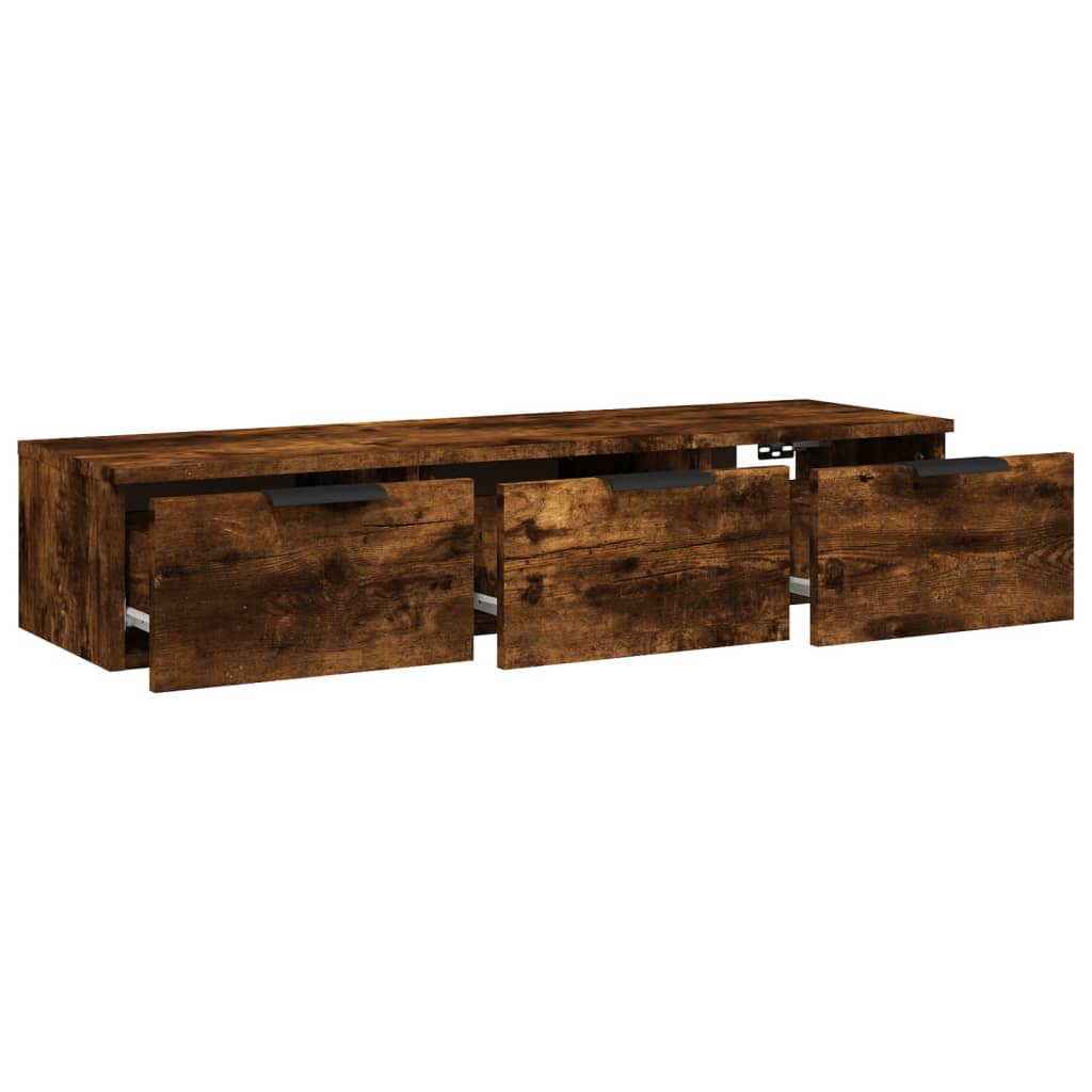 Wandkast 102X30X20 Cm Bewerkt Hout Gerookt Eikenkleurig