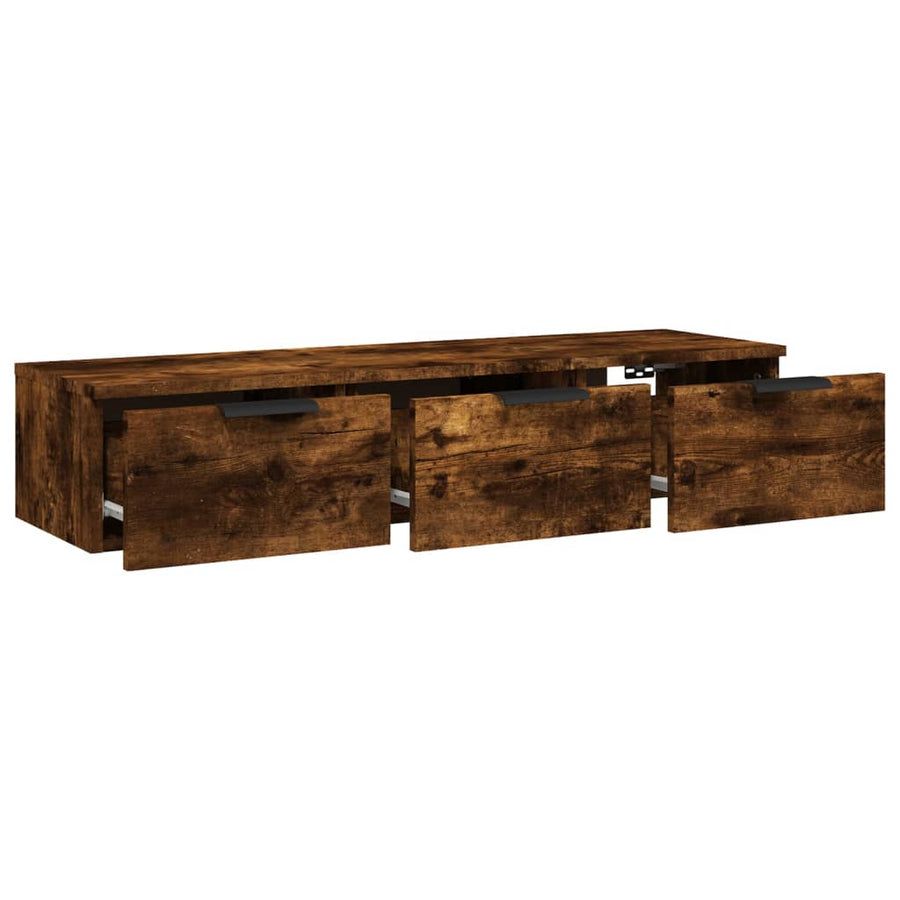 Wandkast 102X30X20 Cm Bewerkt Hout Gerookt Eikenkleurig