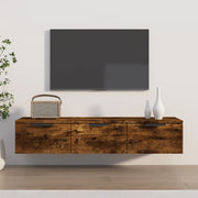 Wandkast 102x30x20 cm bewerkt hout gerookt eiken