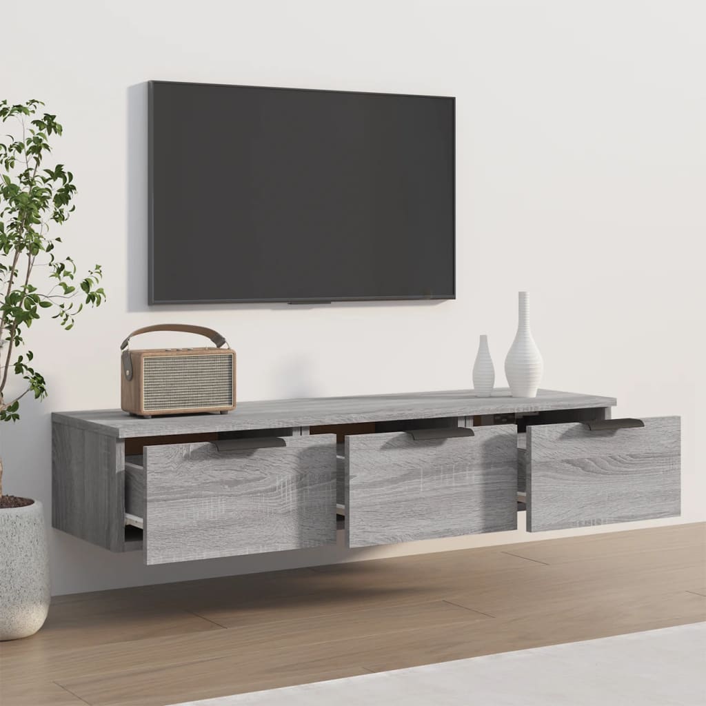 Wandkast 102X30X20 Cm Bewerkt Hout Grijs Sonoma Eikenkleurig