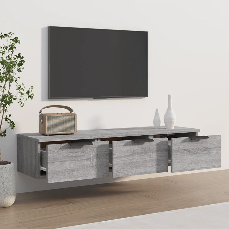 Wandkast 102X30X20 Cm Bewerkt Hout Grijs Sonoma Eikenkleurig