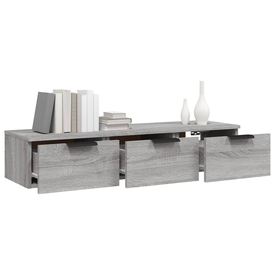 Wandkast 102X30X20 Cm Bewerkt Hout Grijs Sonoma Eikenkleurig