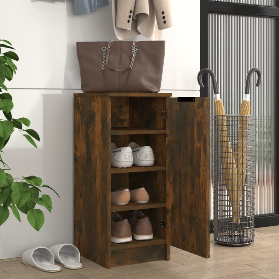Schoenenkast 30X35X70 Cm Bewerkt Hout Gerookt Eikenkleurig
