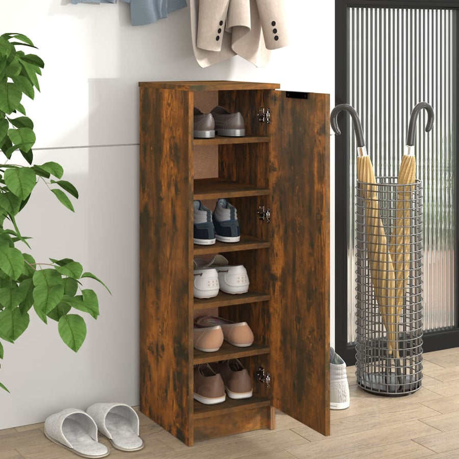 Schoenenkast 30X35X100 Cm Bewerkt Hout Gerookt Eikenkleurig
