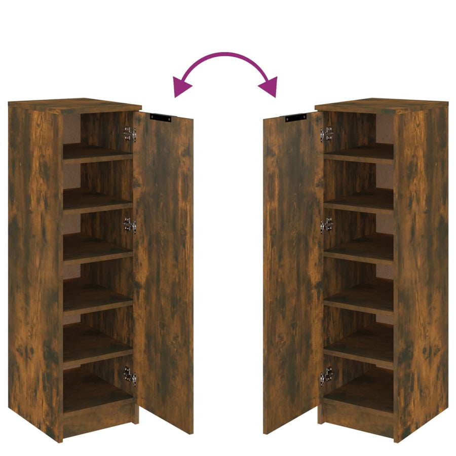 Schoenenkast 30X35X100 Cm Bewerkt Hout Gerookt Eikenkleurig