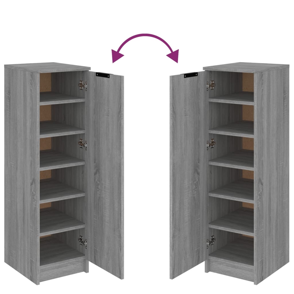 Schoenenkast 30X35X00 Cm Bewerkt Hout Eikenkleur Grijs sonoma