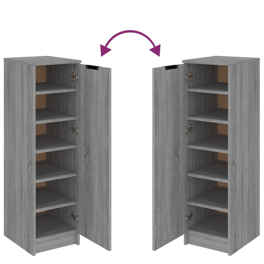 Schoenenkast 30X35X00 Cm Bewerkt Hout Eikenkleur Grijs sonoma